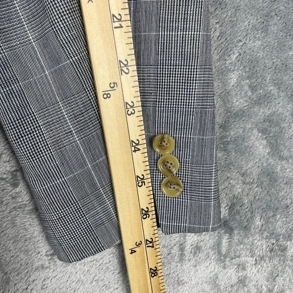 J.Crew Ludlow Blazer Men 40R Grey Excellent Wool Linen Plaid Ticket Pocket A0487